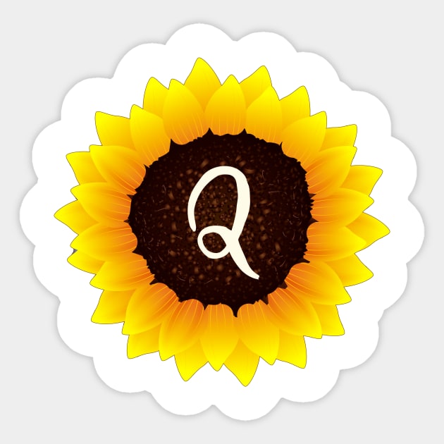 Floral Monogram Q Bright Yellow Sunflower Sticker by floralmonogram